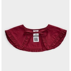 Burgundy Pierrot-style 100% organic cotton collar NWT